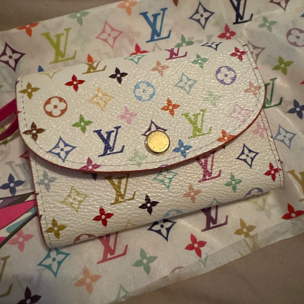 Louis Vuitton White Multicolor Rosalie coin purse